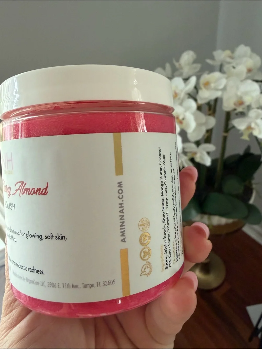 AMNH Cherry Almond Sugar Polish – Pink Exfoliating Body Scrub